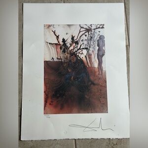 Salvador Dali vintage lithograph limited edition embossed seal stamp 20x26